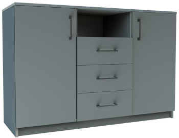Comoda cu patru sertare Sani Simple Chinchila gri 120 x 42 x 80 cm 
