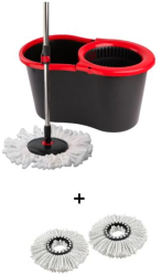 Galeata cu Storcator si Mop Rotativ Coada Mop Metal Telescopia 360 grade Rotatie Mop Galeata 14 LT Rezerva Mop Negru + 2 rezerve 