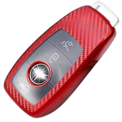 Husa pentru cheie Mercedes-Benz A C E S Class GLA GLC GLE GL GLS CLA CLS AMG W205 W213 W177 W222 E200 E300 C260 rosu carbon 