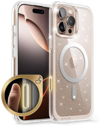 Husa pentru iPhone 16 - Supcase Unicorn Beetle Slim Clear MagSafe - Glitter Pink 