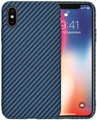 Husa pentru iPhone X / iPhone XS - Techsuit Carbonite FiberShell - Cyan 