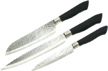 Set De 3 Cutite Klausstech De Bucatarie Usor De Curatat Ergonomice Maner Anti-alunecare Negru 