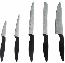 Set De 5 Cutite Klausstech De Bucatarie Usor De Curatat Ergonomice Maner Anti-alunecare Usoare Negru 