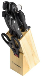 Set De 9 Cutite Klausstech De Bucatarie Usor De Curatat Ergonomice Maner Anti-alunecare Usoare Suport Inclus Negru 