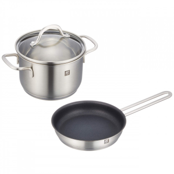 Zwilling 66660-002 Set de vase de gatit oala si tigaie capac din sticla otel inoxidabil 18/10 inductie inox 
