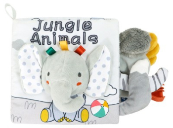 Carte Senzoriala Flippy pentru Bebelusi 15x16x6 cm cu Animalute 3D Model Elefantel Gri 