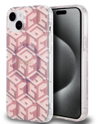 Husa pentru iPhone 15 Plus - Guess IML GCube MagSafe GUHMP15MHGCUSTGP - Pink 