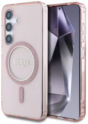 Husa pentru Samsung Galaxy S25 - Guess IML Glitter Circle MagSafe GUHMS25SHFGEREP - Pink 