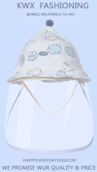 Palarie de Protectie pentru Bebelusi Flippy Model cu Norisori Albastri Pescareasca de Primavara si Toamna cu Masca si Fermoar 48 cm pentru 