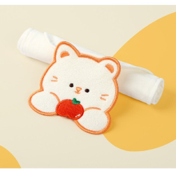 Prosop Absorbant din Bumbac pentru Bebelusi Flippy 19x28 cm Model Pisica Alb 