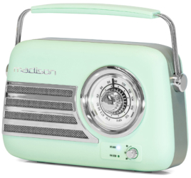 Radio fm portabil nostalgia 15w cu functie bluetooth/aux - verde 