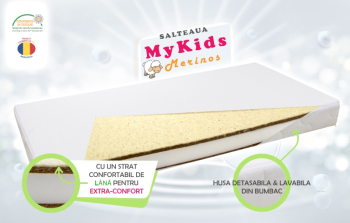 Saltea fibra cocos MyKids Merinos 120x60x08 cm 