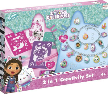 Set 2 in 1 Gabbys Dollhouse - Bratari cu pandantive & carioci de suflat 