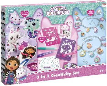 Set 3 in 1 Gabbys Dollhouse - Bratari carioci de suflat & pictura cu diamante 