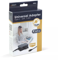 Adaptor incarcator USB-C 65W 5-20V 1.8m negru delight 55061
