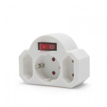 Distribuitor triplu 1x Schuko +2x Euro de perete 16A 3500W cu intrerupator delight 