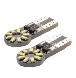 Set Becuri LED auto T10 W5W 12V 3W alb-rece Canbus set 2buc pentru interior / portbagaj CarGuard CAN126 