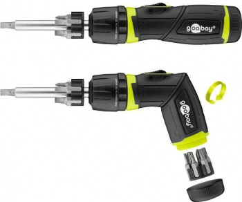 Set surubelnita cu clichet 12biti CrV 4x Phillips PH0 PH1 PH2 PH3 Capete plane 4x 3mm 4mm 5mm 6mm 4x Torx T10 T15 T20 T25 Goobay 