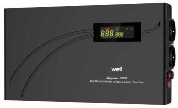Stabilizator automat de tensiune cu releu 2000VA orizontal Well AVR-REL-SLIMPOWER2000-WL