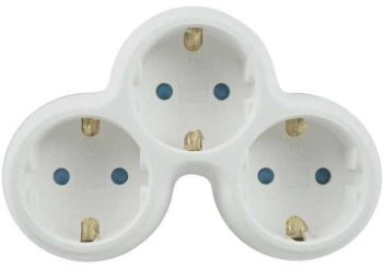 Stecher triplu Technik TP3 cu contact protectie 3x Schuko 16A 3500W alb