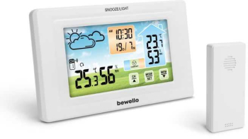 Termometru digital si ceas cu alarma exterior / interior alimentare USB sau 2x AAA alb BEWELLO BW2070 