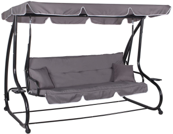 Balansoar gradina 4 locuri gri 220x120x162 cm functie pat Linda