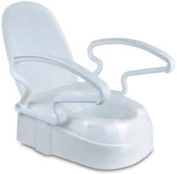 Inaltator WC cu Capac si Manere Rabatabile Linomag® 3 Niveluri de Inaltime Sistem de Prindere Reglabil pentru Vasul de Toaleta Alb O