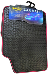 Set 4 Covorase Auto Universale din Cauciuc Moale si Flexibil Culoare Negru/Rosu 