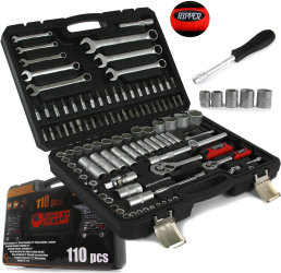 Trusa chei scule tubulare fixe combinate E torx capete surubelnita clichet 110 piese M58221 