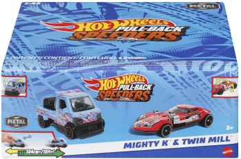 HOT WHEELS SET 2 MASINUTE METALICE PULL BACK MIGHTY K SI TWIN MILL 1 43 