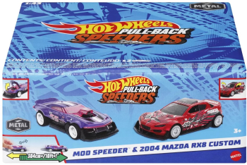 HOT WHEELS SET 2 MASINUTE METALICE PULL BACK MOD SPEEDER SI 2004 MAZDA RX8 CUSTOM 1 43 