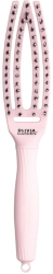 Perie cu ventilatie din par natural si tepi ionizati Olivia Garden Finger Combo Small Pastel Pink 