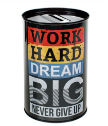 Pusculita metalica Pufo cu mesaj motivational 12 cm
