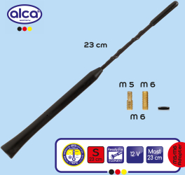 Antena Auto Exterior Neagra 23Cm Cu 2 Adaptoare 5-6Mm 