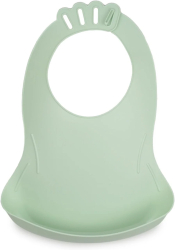Baveta pentru bebelusi cu sistem colector al hranei culoarea verde celadon 