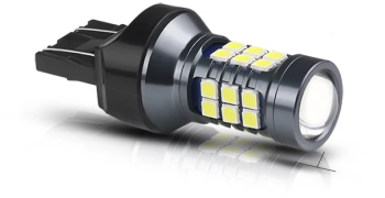 Bec LED T20 7443 W21/5W 27 smd cu lupa lumina alba 