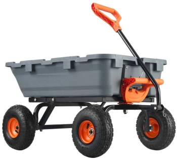 Carucior multifunctional pentru gradina 1730x710x820m Capacitate 363 kg Cuva PP basculabila roti cauciuc 10 inch 
