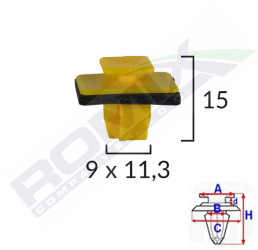 Clips Fixare Elemente Exterioare Pentru Hyundai 9X11.3X15Mm - Galben Set 10 Buc 
