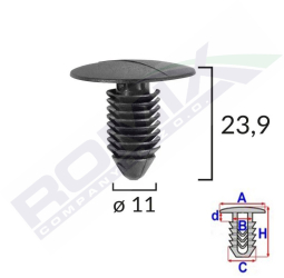 Clips Tapiterie Pentru Gm 11X23.9Mm - Negru Set 10 Buc
