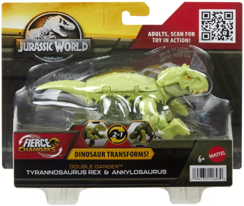 Jurassic World Fierce Changers Double Danger Dinozaur Transformabil Tyrannosaurus Rex Si Ankylosaurus Verde 