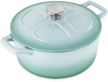 Oala antiaderenta din fonta Navaris pentru plite/cuptoare - 24 cm - 3 5 l - verde deschis 48777.01.71 
