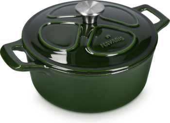 Oala antiaderenta din fonta Navaris pentru plite/cuptoare - 24 cm - 3 5 l - Verde inchis 48777.01.80 