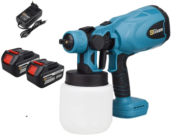 Pistol de vopsit electric Gisam control flux ajustabil 2 baterii mari albastru 800ml 