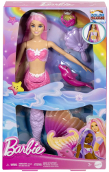 Barbie Color Change Papusa Sirena Cu Par Roz 