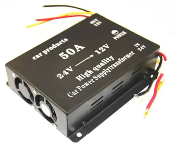 Convertor 24v in 12v 50 Amperi cu 2 Ventilatoare pentru Camioane Auto Tir Utilaje coborator de tensiune 