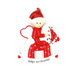 Decoratiune cu magnet - Babys 1st Christmas balansoar calut 