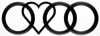 Emblema Logo Audi si inimi v2 Negru Spate dimensiune 200mm Imprimat 3D 