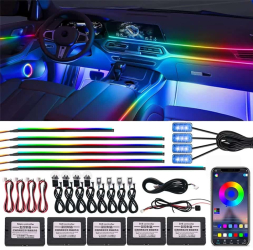 Lumini Ambientale LED interior RGB Acrilice 18 in 1 Dinamice cu efect Symphony pentru Fete usi Bord Manere Podea Control din aplicatie B 