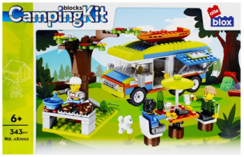 Set de constructie Alleblox Camping Kit - cu rulota la picnic - AB7002 / 478256 343 piese 6+ 