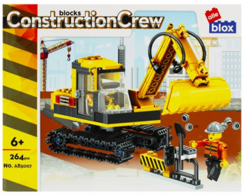 Set de constructie Alleblox Construction Crew - excavator - AB5007 / 478244 264 piese 6+ 